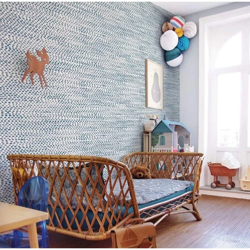 Tempaper Wallpaper Peel & Stick Removable Moire Dots Dot Blue Moon 5322 LV Roll